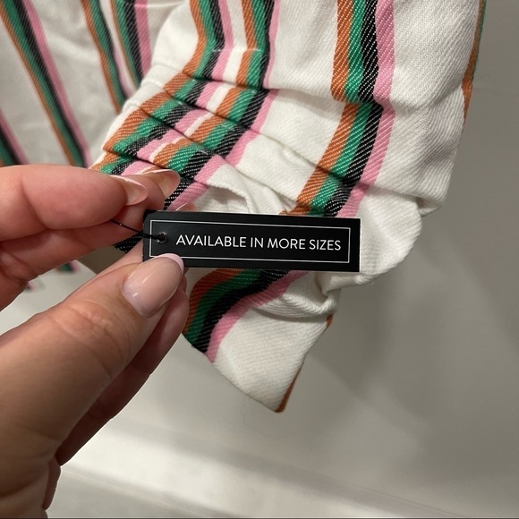 Halogen Colorful Stripe Ruched Sleeve Cotton Blend Blazer 2X One Button - Picture 7 of 12